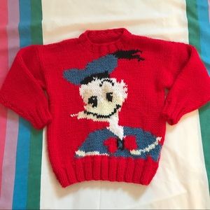 Vintage Handmade Knit Donald Duck Sweater